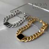 ブラックスクエアチェーンステンレスブレスレット チェーンブレスレット 太め | FACION | 詳細画像4 