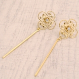 フラワーストーン＆ラインバーピアス ピアス シンプル | FACION | 詳細画像1 