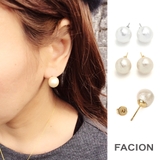 コットンパール12mmスタッドピアス 大珠 ホワイト | FACION | 詳細画像1 