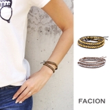 2連ビーズレザーブレス ブレスレット ラップブレス | FACION | 詳細画像1 