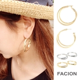 ダブルフープピアス ビッグ メタル | FACION | 詳細画像1 