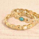 オーバルメタルストーンブレスレット バングル エスニック | FACION | 詳細画像1 