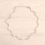 シルバー | 変形メタル＆パール付チョーカーネックレスニュアンストレンド人気 | FACION