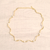 ゴールド | 変形メタル＆パール付チョーカーネックレスニュアンストレンド人気 | FACION