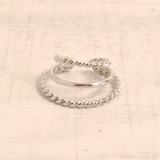 シルバー | 片耳用 幅広3連リングフープイヤーカフ イヤリング風ノンホールトレンド人気 | FACION