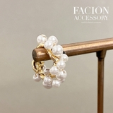片耳用 ランダムパールフープイヤーカフ 軟骨ピアスゴールド | FACION | 詳細画像1