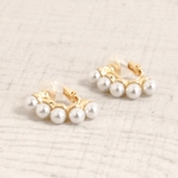 カーブラインパールイヤリング ノンホールピアス ゴールド入学式結婚式樹脂 | FACION | 詳細画像1