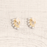 カーブラインパールイヤリング ノンホールピアス ゴールド入学式結婚式樹脂 | FACION | 詳細画像2