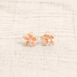 コーラルピンク | パステルカラーストーン付フラワーピアス 春夏花チタンポスト浴衣 | FACION