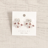 ライトピンク | ボリュームフラワーストーン付ピアス 春夏花チタンポスト浴衣 | FACION