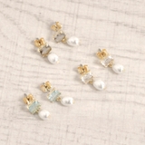 スクエアストーン付パールピアス 春夏カラーストーンチタンポスト浴衣 | FACION | 詳細画像1 