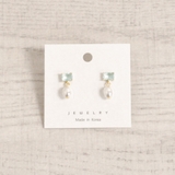 ライトブルー | スクエアストーン付パールピアス 春夏カラーストーンチタンポスト浴衣 | FACION