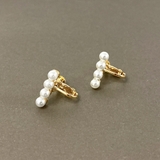 4pcs | パールラインバーイヤリング レディース シルバー ゴールド ノンホールピアス | FACION