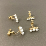 パールラインバーイヤリング レディース シルバー ゴールド ノンホールピアス | FACION | 詳細画像2