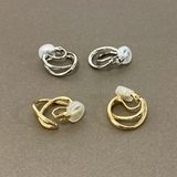 2連クロスメタルフープイヤリング ノンホールピアスレディースシルバーゴールド | FACION | 詳細画像3