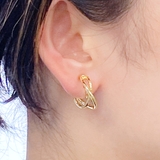 2連クロスメタルフープイヤリング ノンホールピアスレディースシルバーゴールド | FACION | 詳細画像7