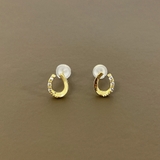 ゴールド | ミニ馬蹄ハーフストーンピアス ホースシュー U型 | FACION