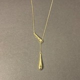 ゴールド | ニュアンスドロップY字ロングネックレス 雫型 涙型 変形 レディース | FACION