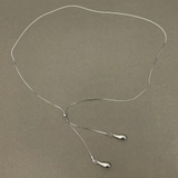 シルバー | ダブルドロップスライドチェーンネックレス 雫型 涙型 ロング レディース | FACION