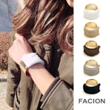 メタルカーブプレートファーブレスレット バングル フェイクファー | FACION | 詳細画像1