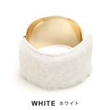 メタルカーブプレートファーブレスレット バングル フェイクファー | FACION | 詳細画像2