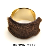 メタルカーブプレートファーブレスレット バングル フェイクファー | FACION | 詳細画像4