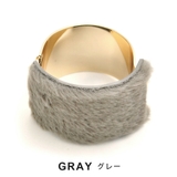 メタルカーブプレートファーブレスレット バングル フェイクファー | FACION | 詳細画像5