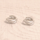 シルバー | 2連ミニフープワンタッチピアス開閉式シルバー ゴールド プチプラ韓国 | FACION