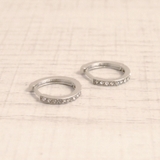 シルバー | ストーンラインフープワンタッチピアス 開閉式 マット | FACION