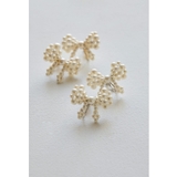 シルバー | niana ニアナ パールリボンイヤリング | Fashion Letter