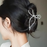 シルバー | リボン型メタルバンスクリップ ヘアクリップ ヘアツメ | Felt Maglietta