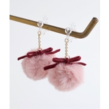 ピンク | リボンファーイヤリング | F.O.Online Store