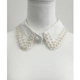 ホワイト | ひとつ足すだけで華やぎアップ。パールビジュー付け襟 | futier land