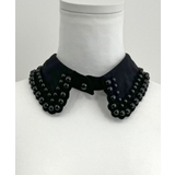 ブラック | ひとつ足すだけで華やぎアップ。パールビジュー付け襟 | futier land