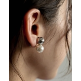 シルバー(023) | [選べる2デザイン]ツインメタルフェイクパールボールピアスorイヤリング | Re:EDIT