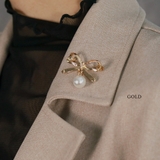 ゴールド | リボンスウィングパールブローチ ブローチ リボン | epicday