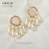 パール | ドロップパールリンクピアス | Growing Rich