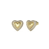YG | [GUESS] BELOVED 13MM PAVE HEART STUDS | GUESS【WOMEN】