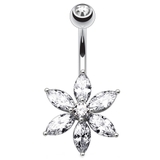ダイヤモンドクリア | 14G ジュエルフラワー バナナバーベル【 | ピアス専門店HOMESLICEPRODUCTIONS