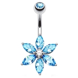 ライトブルー | 14G ジュエルフラワー バナナバーベル【 | ピアス専門店HOMESLICEPRODUCTIONS