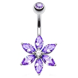 パープル | 14G ジュエルフラワー バナナバーベル【 | ピアス専門店HOMESLICEPRODUCTIONS