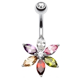 ミックス | 14G ジュエルフラワー バナナバーベル【 | ピアス専門店HOMESLICEPRODUCTIONS