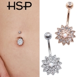 14G センターオパールフラワー バナナバーベル【 | ピアス専門店HOMESLICEPRODUCTIONS | 詳細画像1 
