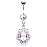 シルバー | 14G CZ センターティアドロップダングル | ピアス専門店HOMESLICEPRODUCTIONS