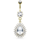 ゴールド | 14G CZ センターティアドロップダングル | ピアス専門店HOMESLICEPRODUCTIONS