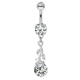 シルバー | ジェムリーフ ラウンドCZ バナナバーベル | ピアス専門店HOMESLICEPRODUCTIONS