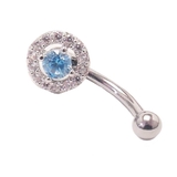 CZ　シルバー×ライトブルー | アイブロウ 16G ラウンドジュエル＆オパール | ピアス専門店HOMESLICEPRODUCTIONS
