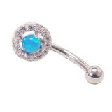 オパール　シルバー×ライトブルー | アイブロウ 16G ラウンドジュエル＆オパール | ピアス専門店HOMESLICEPRODUCTIONS