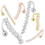 ヘソピアス CZ スクエア＆ジグザグダングル | ピアス専門店HOMESLICEPRODUCTIONS | 詳細画像1 