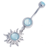 イルミストーン×アクア | トライバルサンダングル イルミネーションストーン＆オパールグリッター バナナバー… | ピアス専門店HOMESLICEPRODUCTIONS